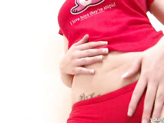 Showing her tits off