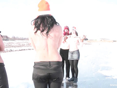 Naked on ice skates
