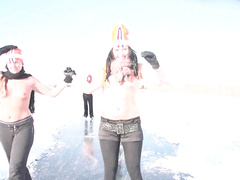 Naked on ice skates