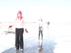 Naked on ice skates