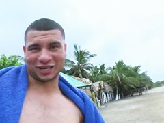 Amateur doll Angelina looks horny on the beach