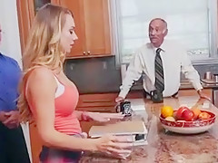Old man with perfect college girl  blonde