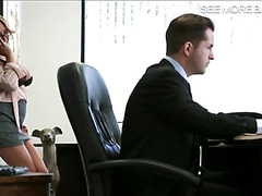 Stunning office babe Corrina in glasses gets banged good