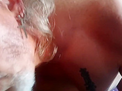 Old couple have a great time enjoying