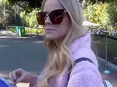 Charming blonde babe is horny and needs someone to fuck her dirty brains out, until she cums