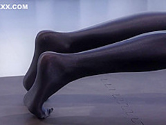 Two lesbians in spandex and a strap-on dildo