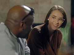 Nerdy babe with glasses, Natalie Porkman got down and dirty with Prince Yashua, until she came