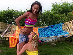 Amia Moretti Blue Angel And Hailey Young Sex Hammock BTS