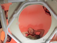 Piss Domination - Femdom communal piss slave humiliatio