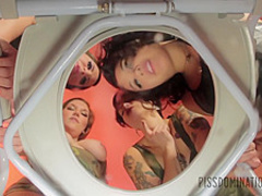 Piss Domination - Femdom communal piss slave humiliatio
