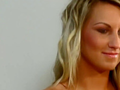 Small titted blonde babe, Christina is getting fucked during a porn video casting and enjoying it