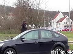 Desperate Girls Find a Hideaway in a Busy City to Squat down and Pee