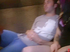 Tattooed babe and her slutty, blonde friend are having a threesome with a handsome stranger