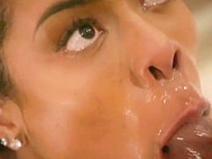 Ebony darling got down on her knees and started sucking dick to make it hard for fucking