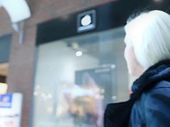 Hot blonde woman, Eva Black was wearing only stockings while taking selfies and getting fucked