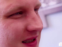 Leni - German blonde big-titted MILF boss fucks two guys at the office - Bridgette B