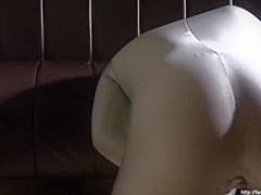 The Young Japanese Girl Masturbated in a Silver-gray Zentai.