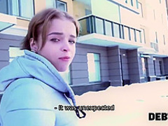 Big titted babe is often having sex with her landlord, to pay the rent for the month