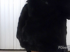 Sexy Teen Smoking Strip Tease In Fur Coat