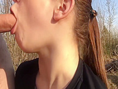 Stepdaughter Enjoys Outdoor Deepthroat For Her Daddy