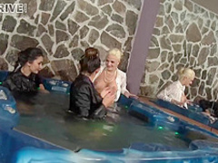 Beautiful Lesbians Are Eating Each Others Pussy In The Hot Tub And Enjoying It A Lot