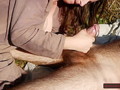 Outdoor Blowjob By Milf Ends With Handjob Squeezing Out Every Last Drop (slow Motion Cumshot)