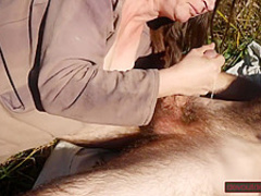 Outdoor Blowjob By Milf Ends With Handjob Squeezing Out Every Last Drop (slow Motion Cumshot)