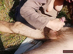 Outdoor Blowjob By Milf Ends With Handjob Squeezing Out Every Last Drop (slow Motion Cumshot)