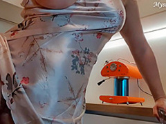 Kitchen Creamy Fuck With Glass Dildo - Mysti Life