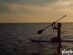 Big boobs babes enjoyed water activities and body massage