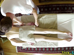 Teen massages stepmom