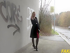 Afina Kisser In Stairwell Orgasms for Russian Blonde